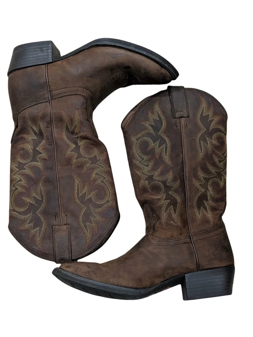 Justin Boots Mens Brown Leather Comb Last Western Cowboy Boots Size 8D